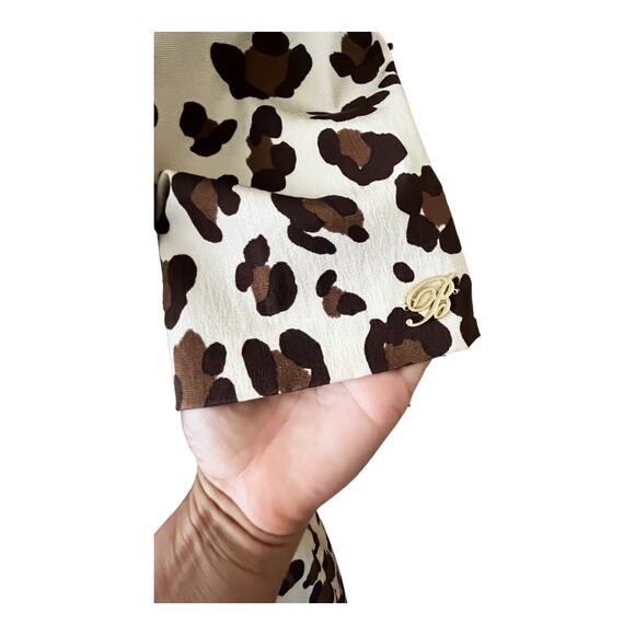 BLUEMARINE Animal Print Dress Sheath Brown Short Sleeve Italy Designer IT46 US10 - Picture 7 of 10